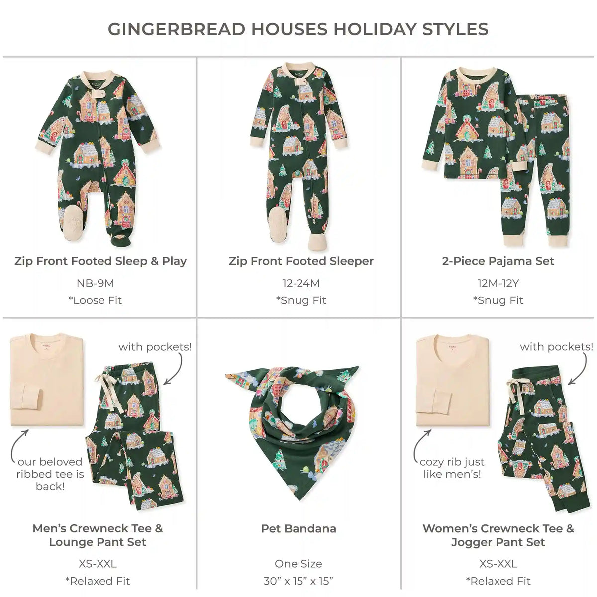 Gingerbread Houses Family Matching Organic Cotton Sleeper
