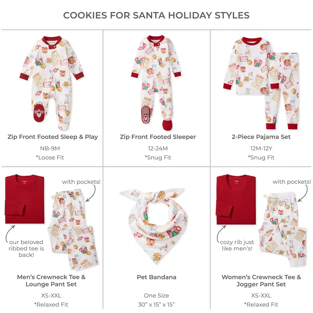 Cookies For Santa Family Matching Organic Cotton Two-Piece Pajamas