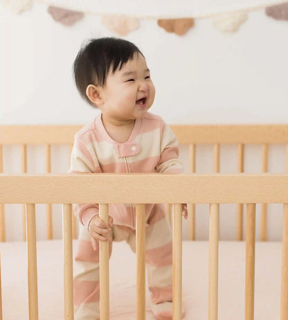 Rugby Stripe Organic Cotton Sleeper - Pink Sand