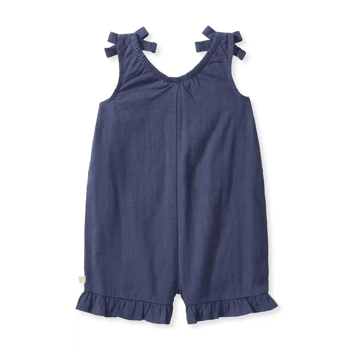 Check Gauze Blue Girl Romper - Blue Smoke