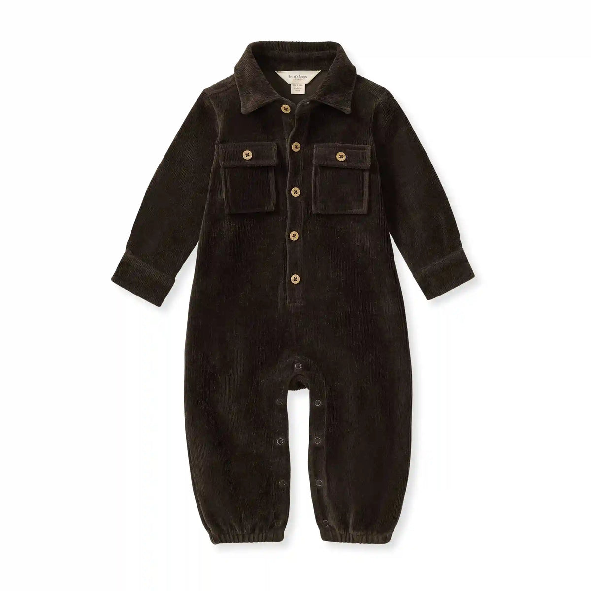Knit Corduroy Organic Baby Boy Jumpsuit - Shadow