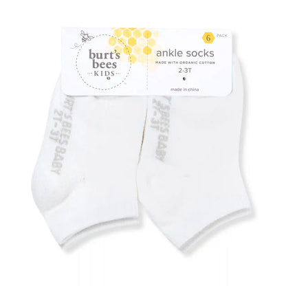 Solid Organic Cotton Toddler Ankle Socks 6 Pack