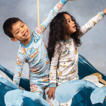 Nordic Hero & Viking Ships Organic Cotton Two-Piece Pajamas 2 Pack