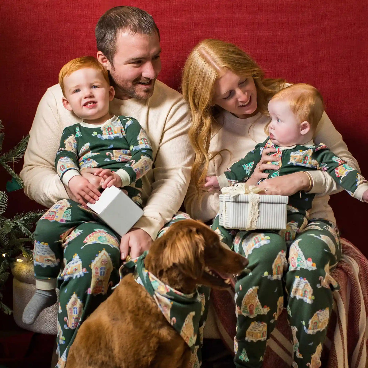 Gingerbread Houses Family Matching Organic Cotton Two-Piece Pajamas