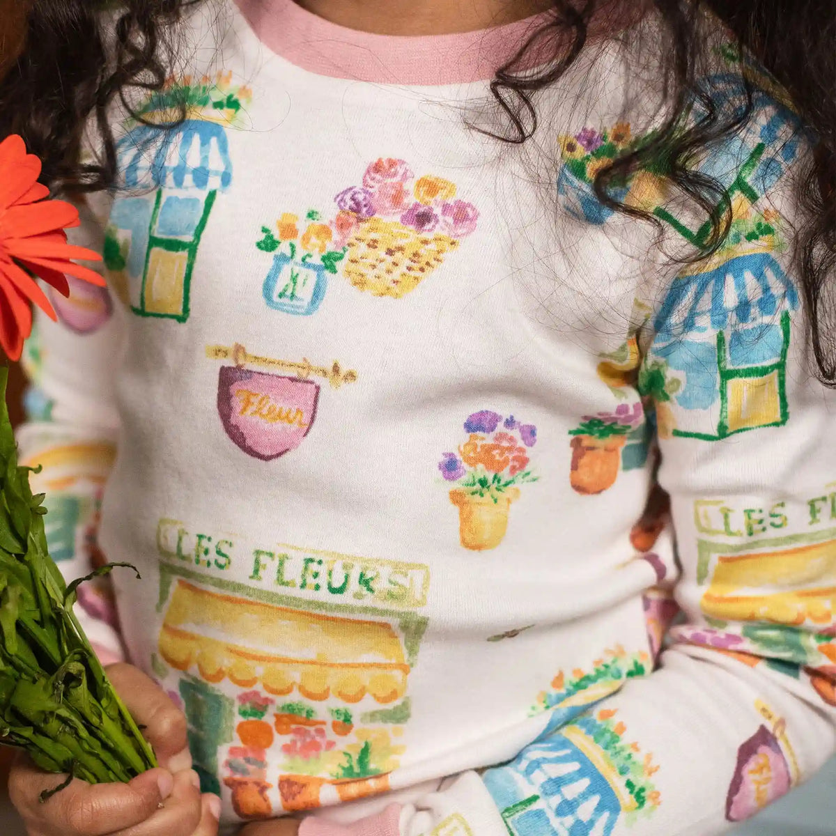 Les Fleurs Organic Cotton Two-Piece Pajamas