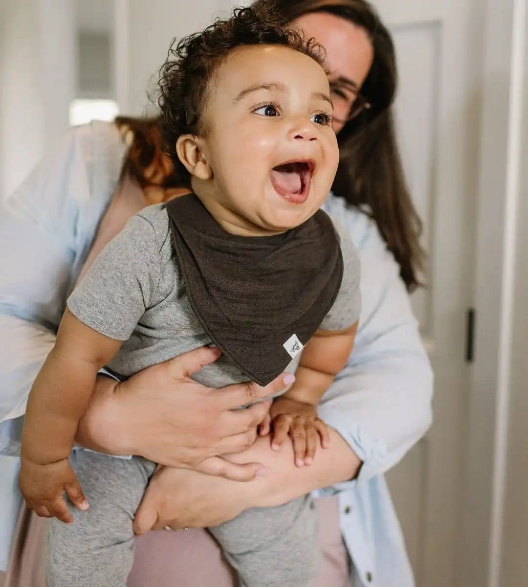 Organic Muslin Baby Bandana Bibs - Sea Foam Blue